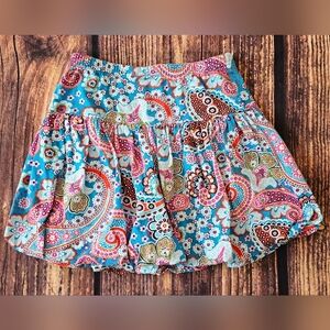 Hanna Andersson Size 130 (US 8) Paisley Floral Lined Bubble Skirt Elastic Waist
